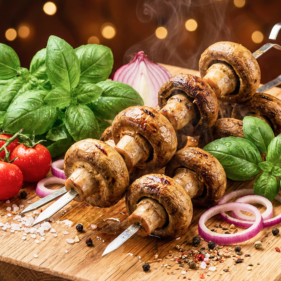 Шампиньоны на мангале