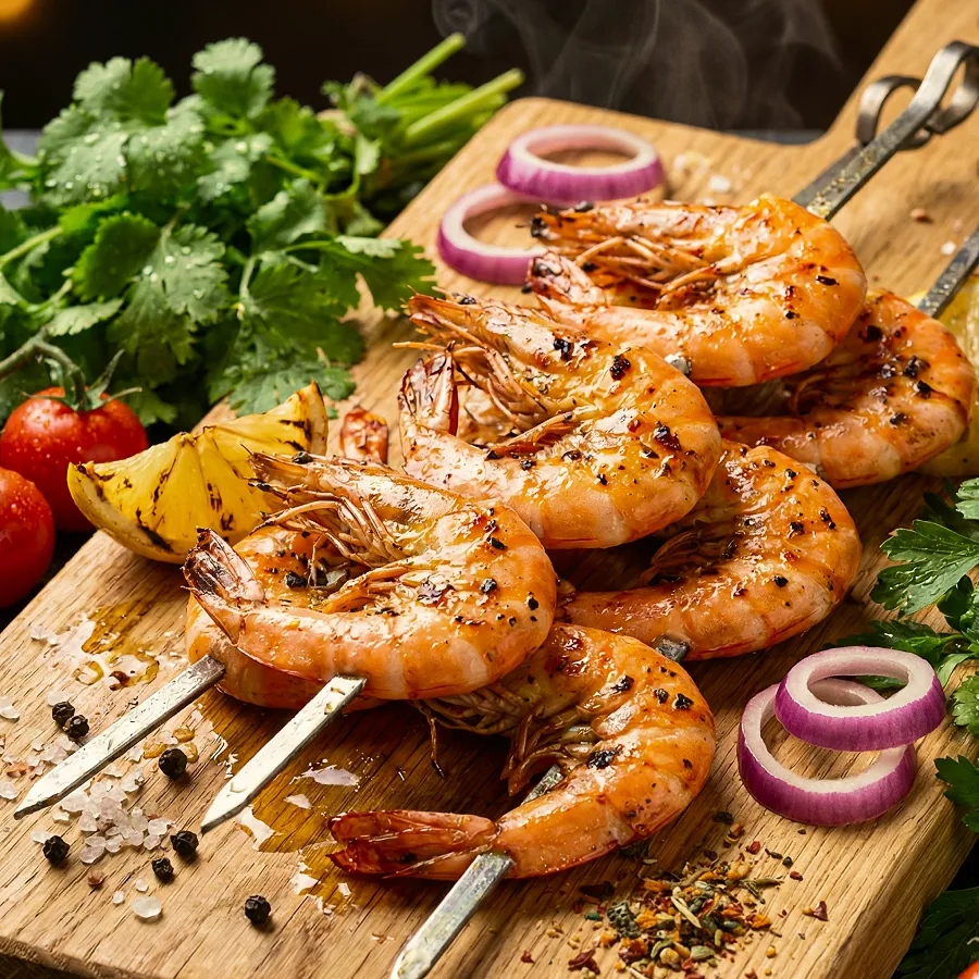Креветки на мангале