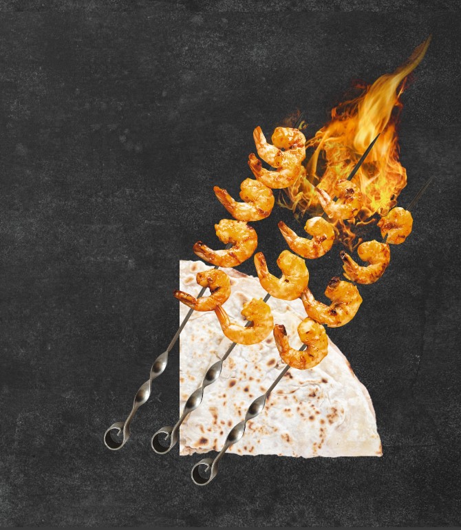 Креветки на мангале